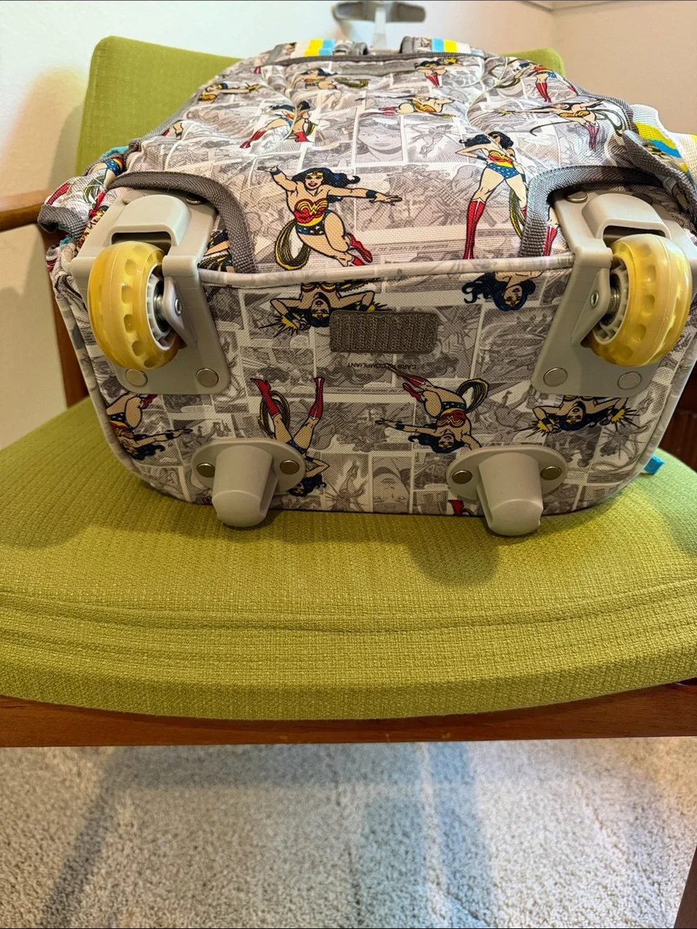 Wonder Woman Comic Print Backpack in White, Blue, Red